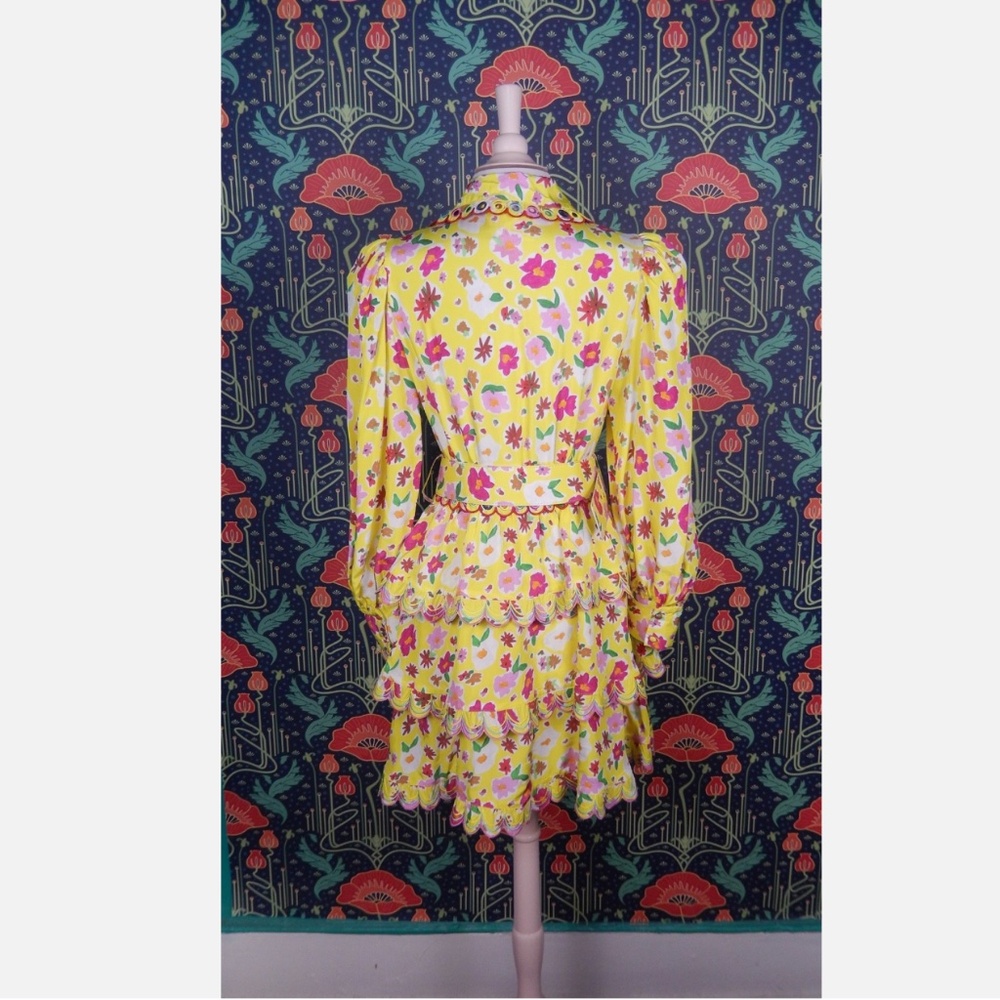 Celia B. Fluorite Yellow Floral Shirt Dress Collared S - Picture 8 of 8